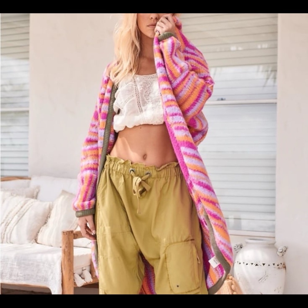 Free People Pink and Orange Knit Sweater